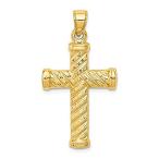 Jewels By Lux 14K Yellow Gold Reversible Diamond-Cut Cross Pendant