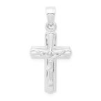 14k White Gold Reversible Crucifix /Cross Pendant