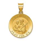 14k Yellow Gold Polished and Satin St. Joseph Medal Pendant