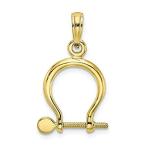 10K Yellow Gold 3-D Small Shackle Link Screw Small Charm Pendant