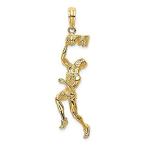 14K Yellow Gold 3-D Sports Basketball Player with Raised Ball &amp; Partial Hoo