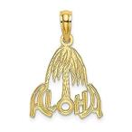 14K Yellow Gold Aloha Palm Tree Small Charm Pendant