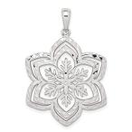 925 Sterling Silver Diamond-cut Snow Flake Charm Pendant