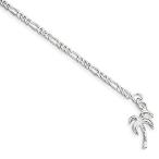 925 Sterling Silver 10inch Solid Palm Tree Anklet 10"