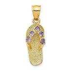 14K Yellow Gold June/Synthetic CZ Simulated Birthstone Flip Flop Pendant