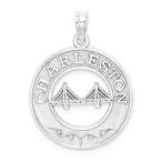 14k White Gold Charleston Round Frame w/Bridge Pendant