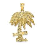 14K Yellow Gold 2-D Marco Island On Large Palm Tree Pendant