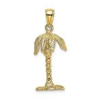 14K Yellow Gold 3-D Textured Palm Tree Pendant