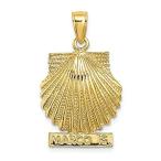 14K Yellow Gold 2-D Marco Island Under Scallop Shell Pendant