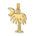 14K Yellow Gold Polished Charleston Palm Tree Pendant