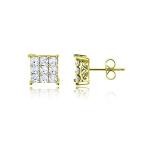 DECADENCE Sterling Silver 3d Square Micro Pave Stud Earrings for Women and