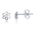 DECADENCE Sterling Silver 3d Flower Micro Pave Stud Earrings for Women and