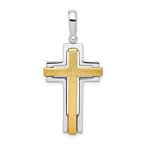 Ryan Jonathan Fine Jewelry Sterling Silver and Gold Tone Brushed/Cross Pend