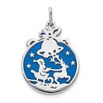 Ryan Jonathan Fine Jewelry Sterling Silver Blue Enamel Santa with Reindeer