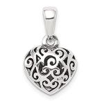 Ryan Jonathan Fine Jewelry Sterling Silver Antique Puff Heart Pendant
