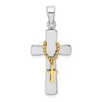 Ryan Jonathan Fine Jewelry Sterling Silver Gold Tone Double Cross Pendant