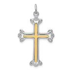 Ryan Jonathan Fine Jewelry Sterling Silver Vermeil Budded Cross Pendant