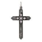 Ryan Jonathan Fine Jewelry Sterling Silver June Birthstone Cross Pendant