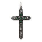 Ryan Jonathan Fine Jewelry Sterling Silver May Birthstone Cross Pendant