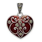Ryan Jonathan Fine Jewelry Sterling Silver Red Enamel and Marcasite Heart P