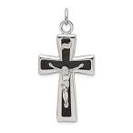 Ryan Jonathan Fine Jewelry Sterling Silver Black Epoxy INRI Crucifix Pendan