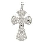 Ryan Jonathan Fine Jewelry Sterling Silver Leaf Large INRI Crucifix Pendant