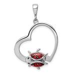 Ryan Jonathan Fine Jewelry Sterling Silver Heart with Enameled Ladybug Pend