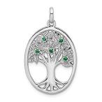 Ryan Jonathan Fine Jewelry Sterling Silver Green Glass Buds Oval Tree Penda