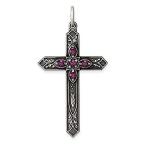 Ryan Jonathan Fine Jewelry Sterling Silver February Birthstone Cross Pendan