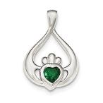 Ryan Jonathan Fine Jewelry Sterling Silver Green Cubic Zirconia Heart Cladd