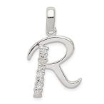 Ryan Jonathan Fine Jewelry Sterling Silver Cubic Zirconia Initial R Pendant