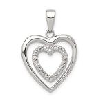 Ryan Jonathan Fine Jewelry Sterling Silver Cubic Zirconia Double Heart Pend