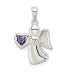 Ryan Jonathan Fine Jewelry Sterling Silver Angel with Purple Cubic Zirconia