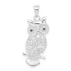 Ryan Jonathan Fine Jewelry Sterling Silver Cubic Zirconia Owl Pendant