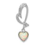 Ryan Jonathan Fine Jewelry Sterling Silver Opal and Cubic Zirconia Heart Pe