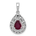 Ryan Jonathan Fine Jewelry Sterling Silver Glass Filled Ruby Teardrop Penda