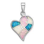 Ryan Jonathan Fine Jewelry Sterling Silver Lab Created Opal Heart Pendant