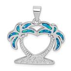 Ryan Jonathan Fine Jewelry Sterling Silver Created Blue Opal Palm Trees Pen