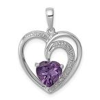 Ryan Jonathan Fine Jewelry Sterling Silver Amethyst and Diamond Heart Penda