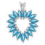 Ryan Jonathan Fine Jewelry Sterling Silver Marquise Swiss Blue Topaz Heart