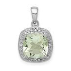 Ryan Jonathan Fine Jewelry Sterling Silver Green Quartz and Diamond Pendant