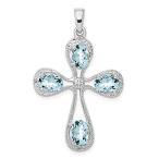 Ryan Jonathan Fine Jewelry Sterling Silver Aquamarine and Diamond Cross Pen