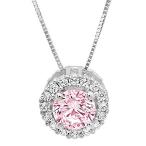 1.30 ct Brilliant Round Cut Pave Halo unique Fine jewelry Fancy Pink Simula