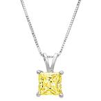 1.55ct Brilliant Princess Cut unique Fine jewelry Canary Yellow Cubic Zirco