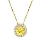 1.25ct Brilliant Round Cut Pave Halo unique Fine jewelry Canary Yellow Simu