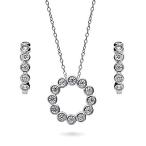 BERRICLE Rhodium Plated Sterling Silver Cubic Zirconia CZ Bubble Open Circl