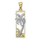 14K Two-tone Gold Palm Tree Pendant