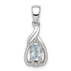 Ryan Jonathan Fine Jewelry Sterling Silver Diamond and Oval Aquamarine Pend