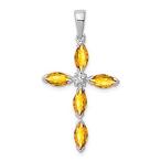 Ryan Jonathan Fine Jewelry Sterling Silver Citrine and Diamond Cross Pendan