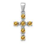 Ryan Jonathan Fine Jewelry Sterling Silver Citrine and Diamond Cross Pendan